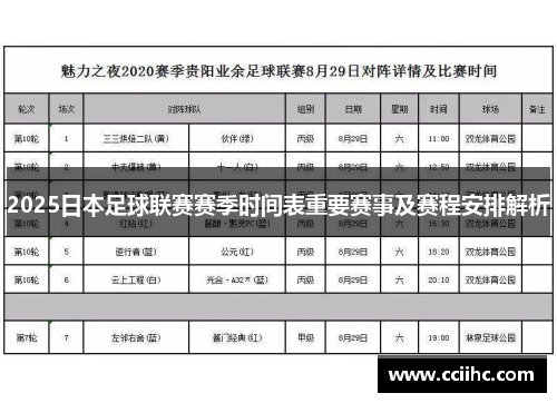 2025日本足球联赛赛季时间表重要赛事及赛程安排解析